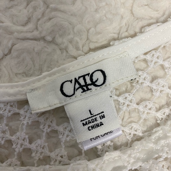 CATO'S WOMEN'S CROCHET LACE SHORT SLEEVE BEACH TOP SZ LARGE ANTIQUE IVORY NWOT - Picture 7 of 7